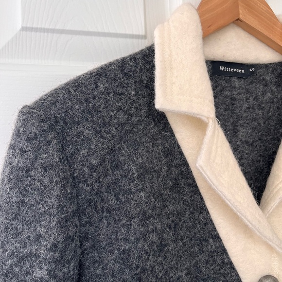 Witteveen Charcoal & Cream Trim Wool-Blend Jacket S - Picture 9 of 15